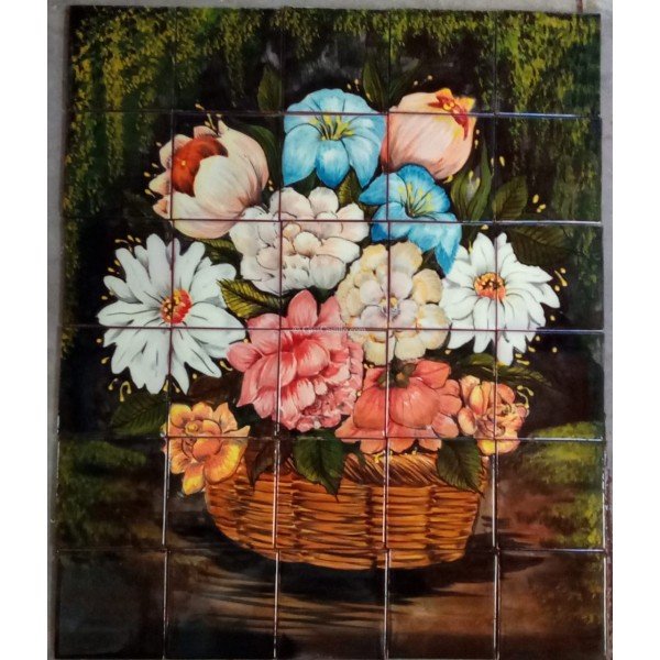 Mexican Talavera Mural Flores 8